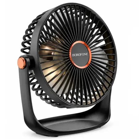 Borofone DBF02 Cool Desktop Rechargeable Fan Quiet 2400mAh 5-speed Fan with Ambient Lighting Black