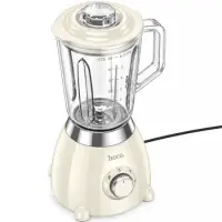 Blender Hoco. HE33 Retro 1.5lt 500W Stainless Steel Blades and Glass Bowl 2 Modes + Pulse Milky White