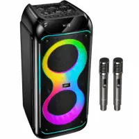 Wireless Speaker Hoco. DS76 Magic RGB v5.4 160W 9000mAh USB AUX MicroSD FM with 2 Mics Black
