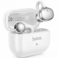Wireless Hands Free Open-Ear Hoco. DES61 Cool TWS v6.0 250mAh 6h Talk Time White with White Silicon Sleeve