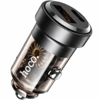 Car Charger Hoco. DZ15 Contact PD45W QC 1xUSB-A 1xUSB-C Transparent Black