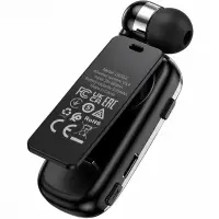 Bluetooth Hands Free Hoco. DES54 String Lavalier v5.4 70mAh 10hr Talk Time with Retractable Cable Length 30cm Black