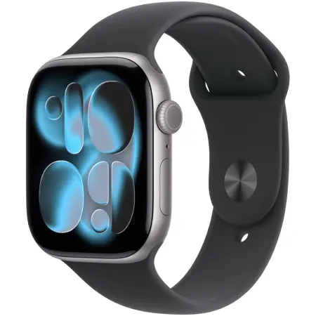 Apple Watch Series 11 5G (2025) Aluminum 46mm GPS eSIM NFC IP6X  Aluminum Case Space Grey with Black Sport Band