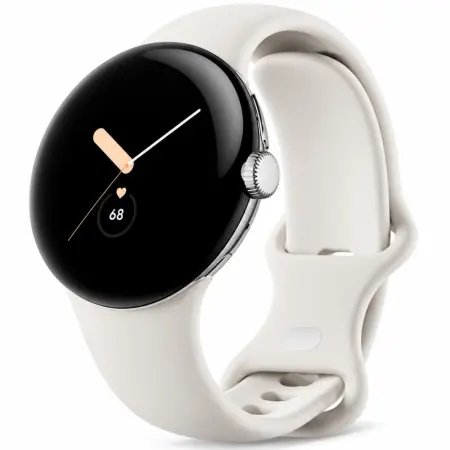 Smartwatch Google Pixel Watch LTE 1,2 " AMOLED GPS eSIM NFC IP68 Call Version Polished Silver with Chalk Sport Band