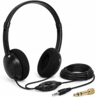 Headphones Stereo/Mono Omega 10030 HP-30 Lightweight 3.5mm with 6.3mm Adapter 5m Cable Ideal for TVs, Hi-Fi and DVD Players Black