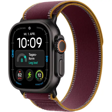 Apple Watch Ultra 4 (2026) 5G 49mm GPS eSIM NFC IP6X  Black Titanium Case with Burgundy Trail Loop