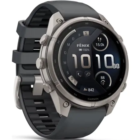 Smartwatch Garmin Fenix 9 Pro InReach Titanium 47mm GPS 10 ATM Call Version Graphite with Black Silicone Band