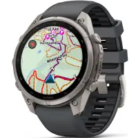 Smartwatch Garmin Fenix 9 Pro InReach Titanium 47mm GPS 10 ATM Call Version Graphite with Black Silicone Band