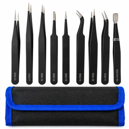 9-in-1 Metal Repair Tweezers Set for Apple iPhone / Samsung / Xiaomi