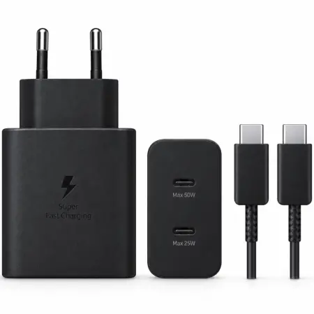 Samsung Super Fast Charger 2.0 T5020XBE 50W 2xUSB-C and USB-C to USB-C Cable Black