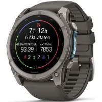 Smartwatch Garmin Fenix 9 43mm GPS 10 ATM Call Version Titanium with Pebble Grey Silicone Band