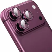 Camera Frame Cover Hoco V18 Diamond 3D Original Metal Frame Lens Glass for Apple iPhone 18 Pro iPhone 18 Pro Max Cherry Red