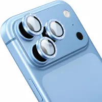 Camera Frame Cover Hoco V18 Diamond 3D Original Metal Frame Lens Glass for Apple iPhone 18 Pro iPhone 18 Pro Max Light Blue