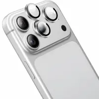 Camera Cover Hoco V14 Crystal Clear HD 3D Metal Frame Lens Glass for Apple iPhone 18 Pro iPhone 18 Pro Max Silver