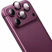 Camera Cover Hoco V14 Crystal Clear HD 3D Metal Frame Lens Glass for Apple iPhone 18 Pro iPhone 18 Pro Max Cherry Red
