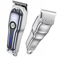 Rechargeable Hair Clipper Hoco. DAR59 500mAh Stainless Steel Blades 7000 Rpm with 6 Combs and LCD Digital Display Silver