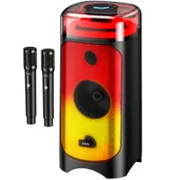 Wireless Speaker Hoco. DS83 Genial RGB v5.0 60W 4000mAh USB AUX MicroSD FM with 2 Wireless Mics Black